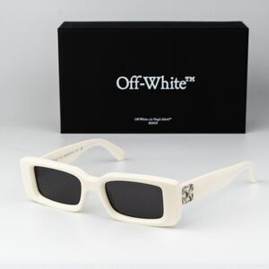 Off-White ARTHUR Women Sunglasses White Grey Square OERI127 0107 NEW AUTHENTIC